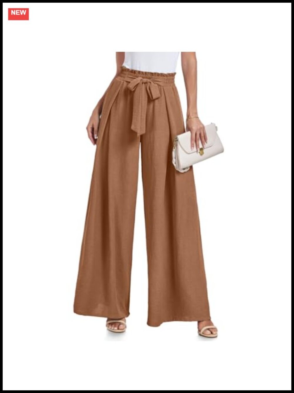 High Waisted Wide Leg Palazzo Pants Women Flowy Tie Knot Trousers Pockets